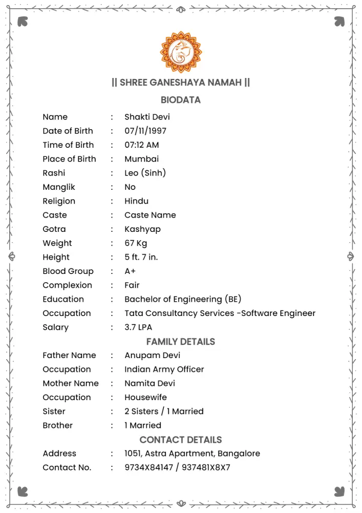 Biodata template 5